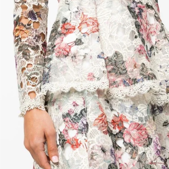 MARCHESA NOTE | Floral Lace Tiered Dress | long sleeves midi dress | size 6 - Picture 2 of 5